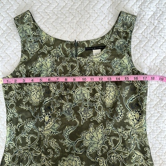 PERUVIAN CONNECTION Pima Cotton Border Print Sleeveless Sheath Dress Green Sz 6 - Picture 7 of 9